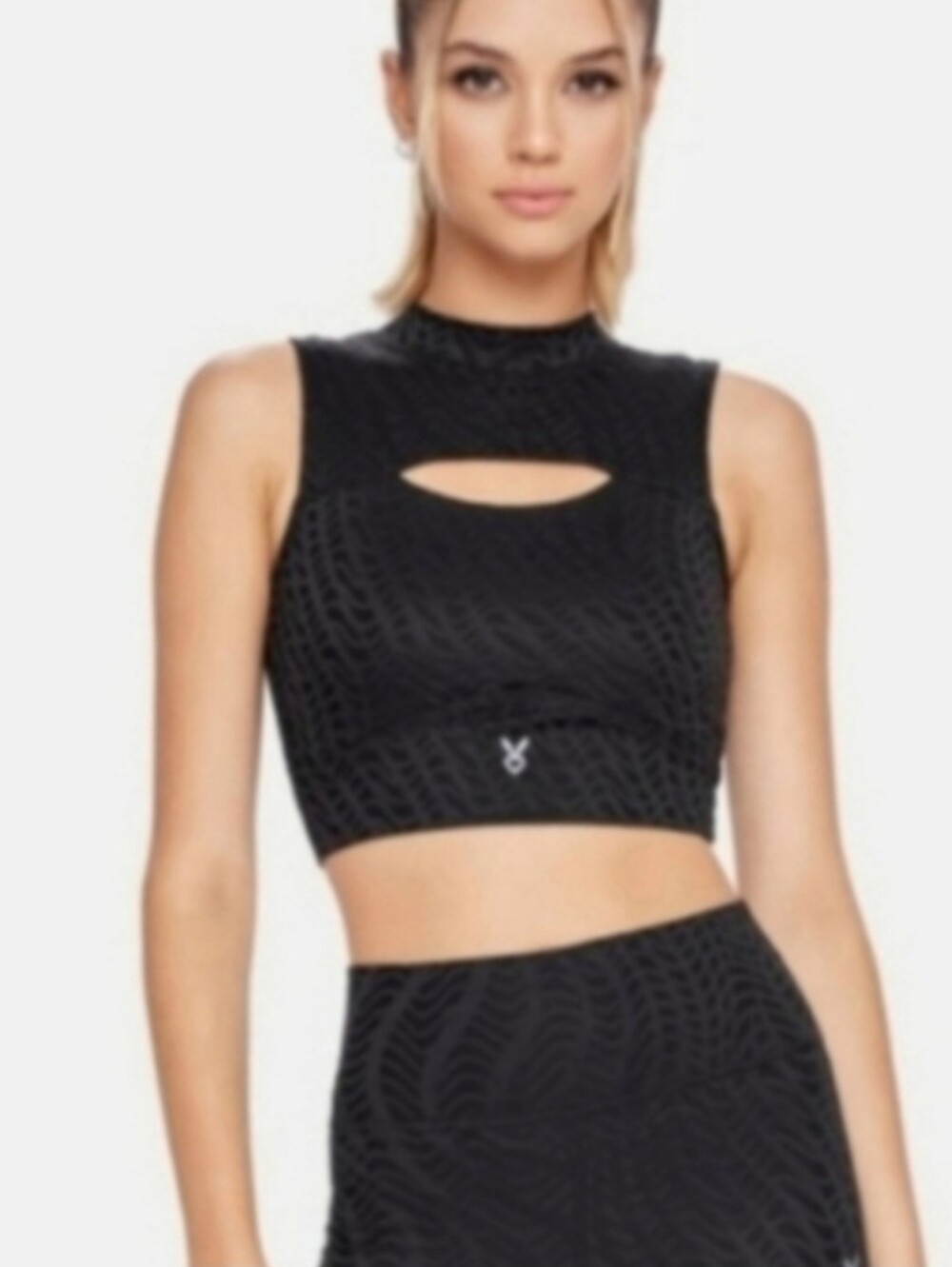 Black Cutout Sleeveless Athletic Bra Crop Top - Women's Active